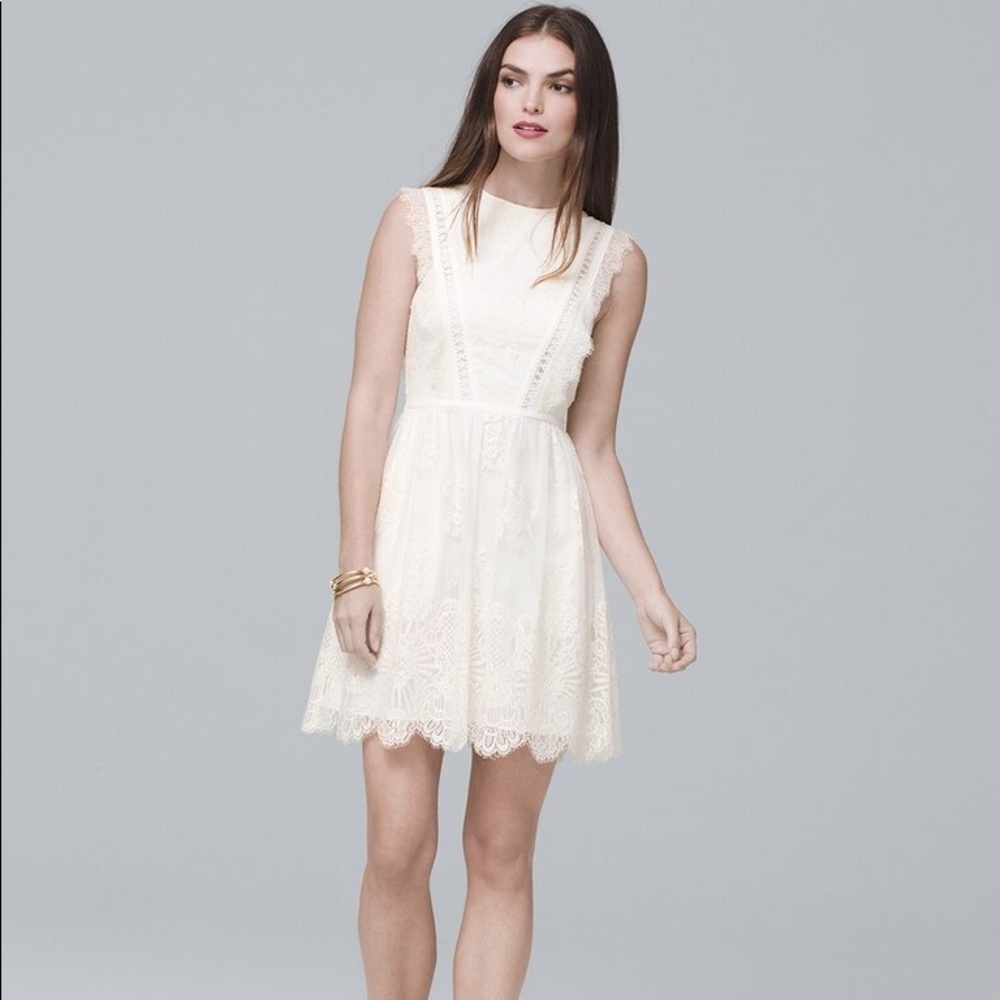 Aidan Mattox white lace cocktail dress.